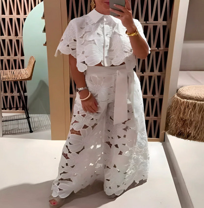 Pluzi Set: Lightweight Lace Pants and Top (Summer 2025) - GHAVASTORE