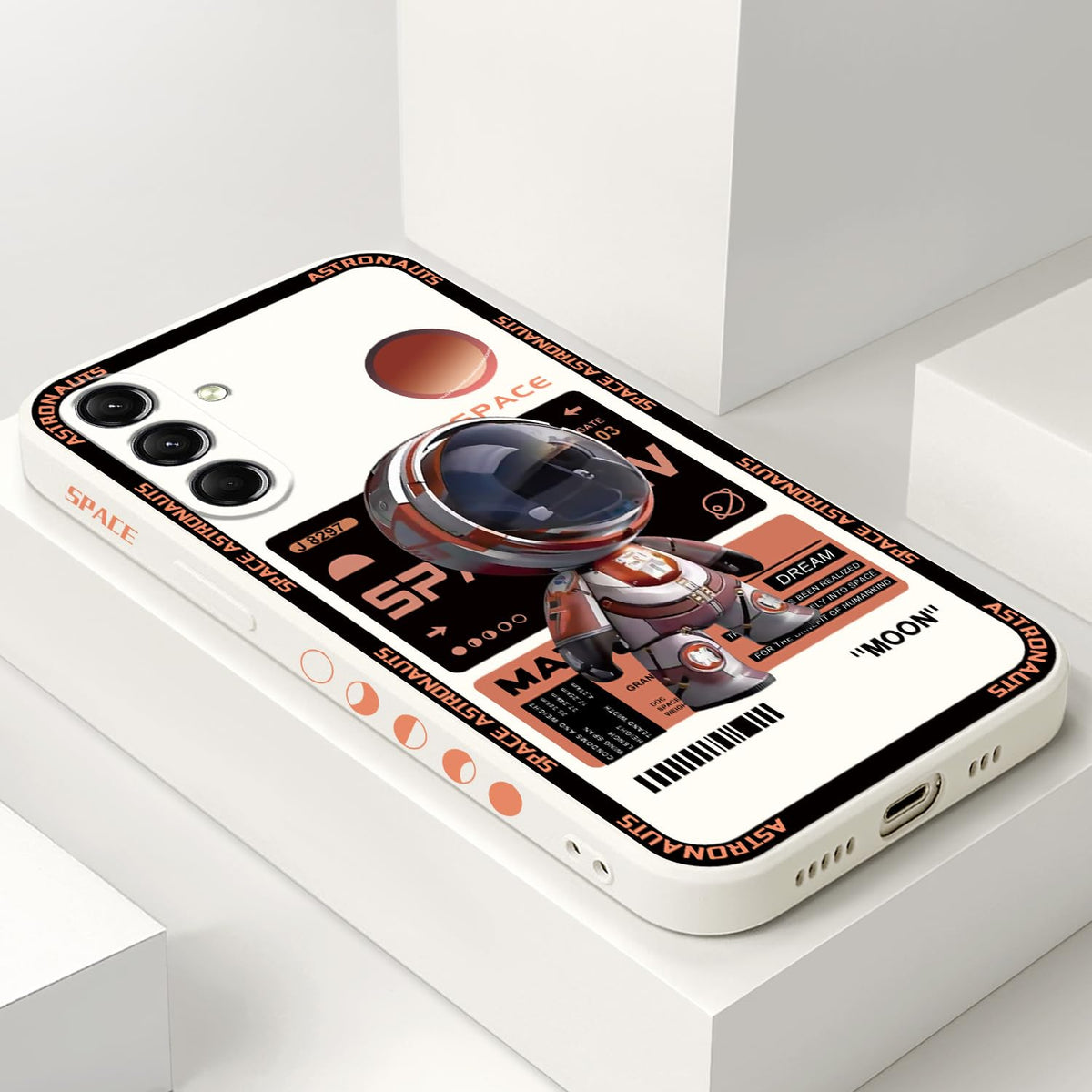 Gencyfu for Samsung Galaxy S24 Case Astronaut Pattern Slim Liquid Silicone Anti Slip for S24 Phone Case 6.2 inch Space White - GHAVASTORE