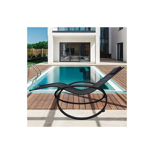 Zero Gravity Portable Foldable Rocking Chair Recliner Black - GHAVASTORE