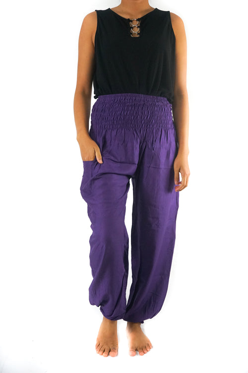 Purple Women Boho Pants Hippie Pants Yoga Pants Harem - GHAVASTORE