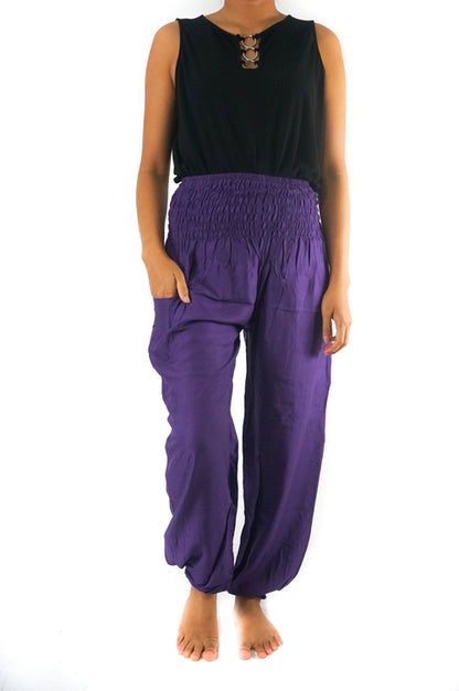 Purple Women Boho Pants Hippie Pants Yoga Pants Harem - GHAVASTORE