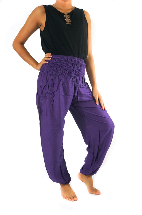 Purple Women Boho Pants Hippie Pants Yoga Pants Harem - GHAVASTORE