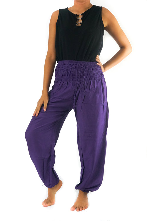 Purple Women Boho Pants Hippie Pants Yoga Pants Harem - GHAVASTORE